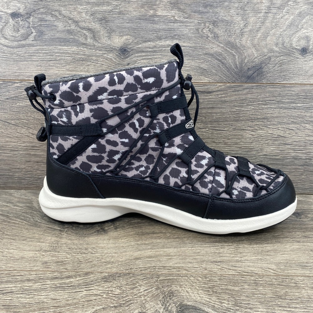 Keen Hoodoo III Winter Boots Womens 10.5 Black Grey Leopard Print Waterproof - Picture 3 of 7